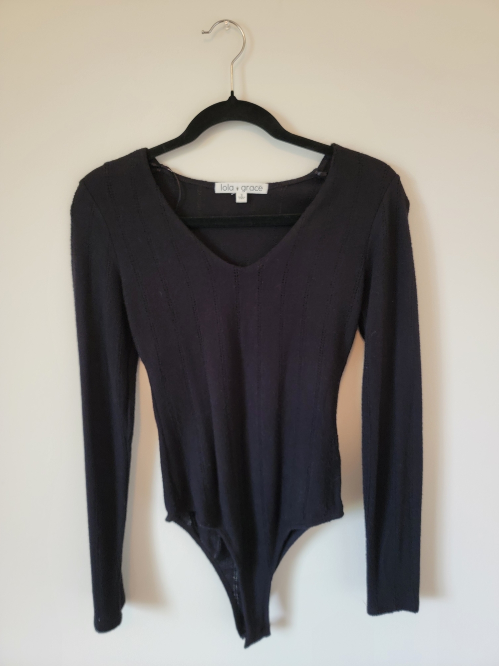 Lola + Grace Black Long-Sleeve V-Neck Bodysuit